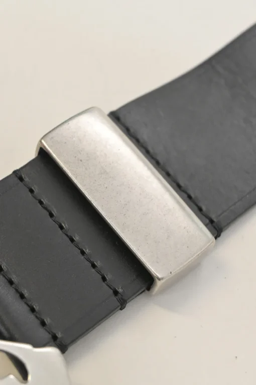 Black box calf leather Adaria laser-cut buckle belt