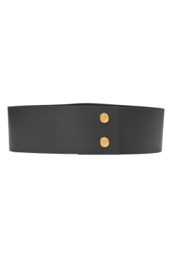 Black box calfskin and gold-finish metal ear belt featuring original Jean Schlumberger 1938 co-created house emblem earring