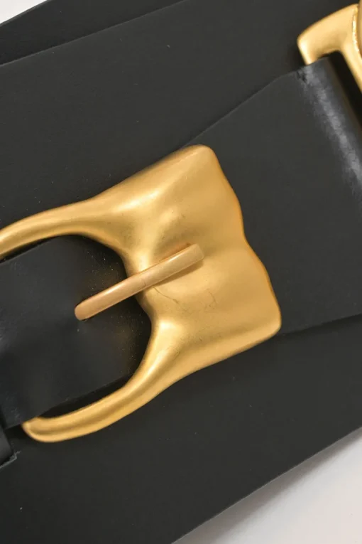 Black box calfskin and gold-finish metal ear belt featuring original Jean Schlumberger 1938 co-created house emblem earring