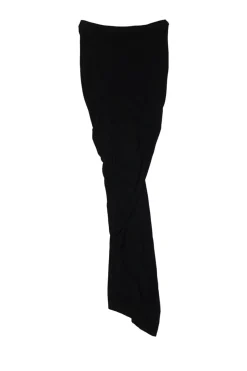 Black braided viscose-blend jersey draped mermaid maxi skirt