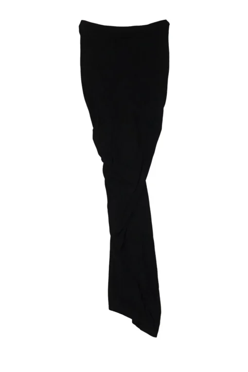 Black braided viscose-blend jersey draped mermaid maxi skirt