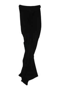 Black braided viscose-blend jersey draped mermaid maxi skirt