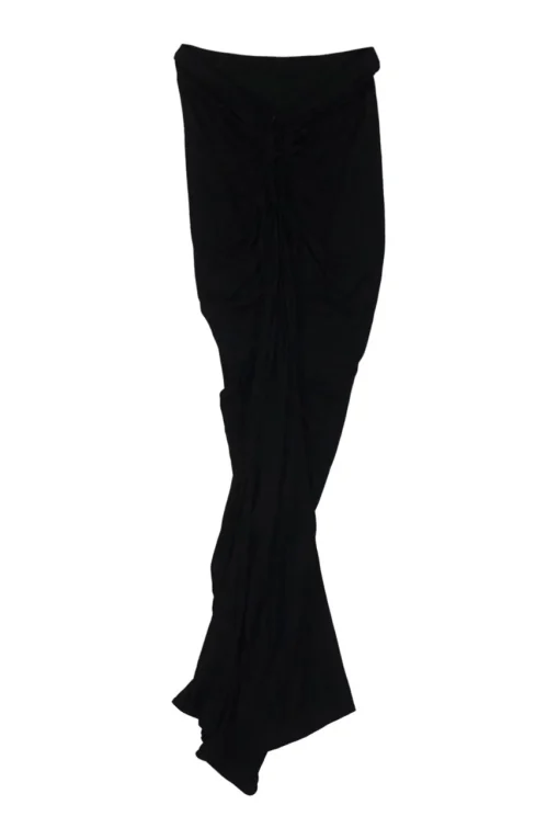 Black braided viscose-blend jersey draped mermaid maxi skirt