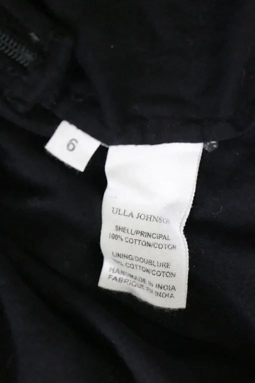 Black broderie Anglaise cotton mini A-line skirt with scalloped hem