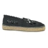 Black caged braided raffia and rubber slip-on espadrilles