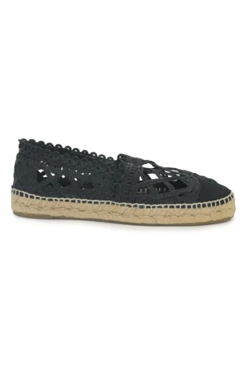 Black caged braided raffia and rubber slip-on espadrilles