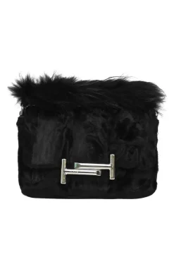 Black calf hair Pochette Double T handbag