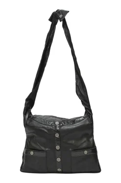 Black calfskin Girl Chanel shoulder bag with Coco Mark shank buttons