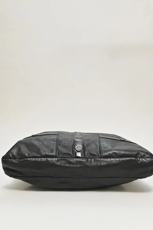 Black calfskin Girl Chanel shoulder bag with Coco Mark shank buttons