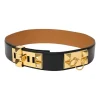 Black calfskin leather Collier de Chien 50 belt with gold-finish metal buckle