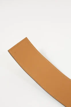 Black calfskin leather Collier de Chien 50 belt with gold-finish metal buckle