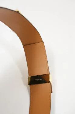 Black calfskin leather Collier de Chien 50 belt with gold-finish metal buckle