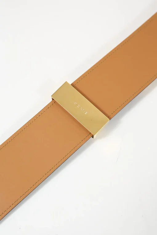 Black calfskin leather Collier de Chien 50 belt with gold-finish metal buckle