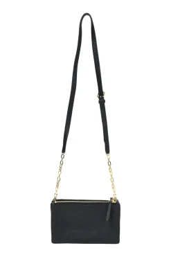 Black calfskin leather Vitello St.Dain Clutch bag with strap