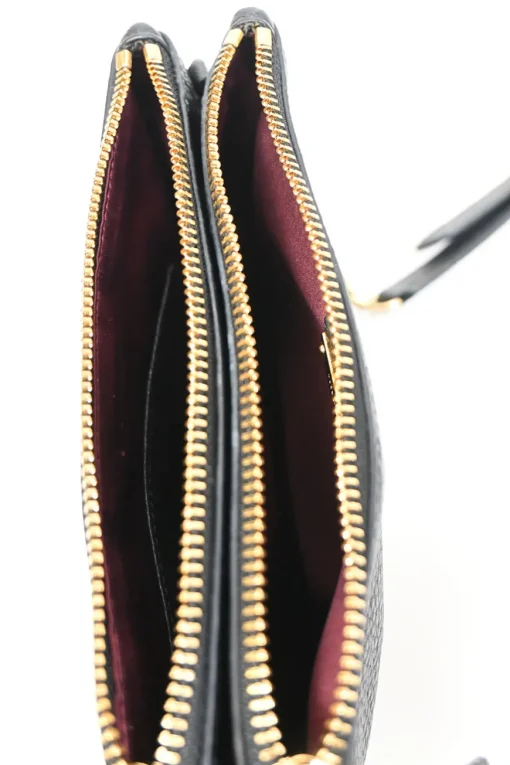 Black calfskin leather Vitello St.Dain Clutch bag with strap