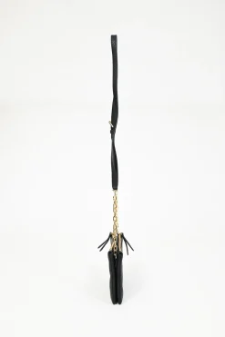Black calfskin leather Vitello St.Dain Clutch bag with strap