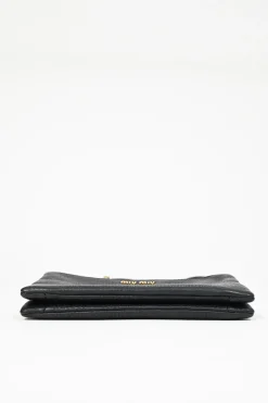 Black calfskin leather Vitello St.Dain Clutch bag with strap