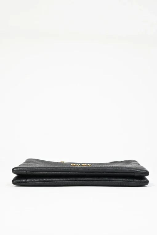Black calfskin leather Vitello St.Dain Clutch bag with strap
