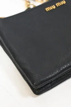 Black calfskin leather Vitello St.Dain Clutch bag with strap