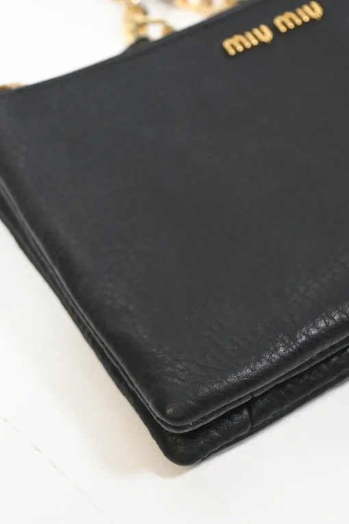 Black calfskin leather Vitello St.Dain Clutch bag with strap