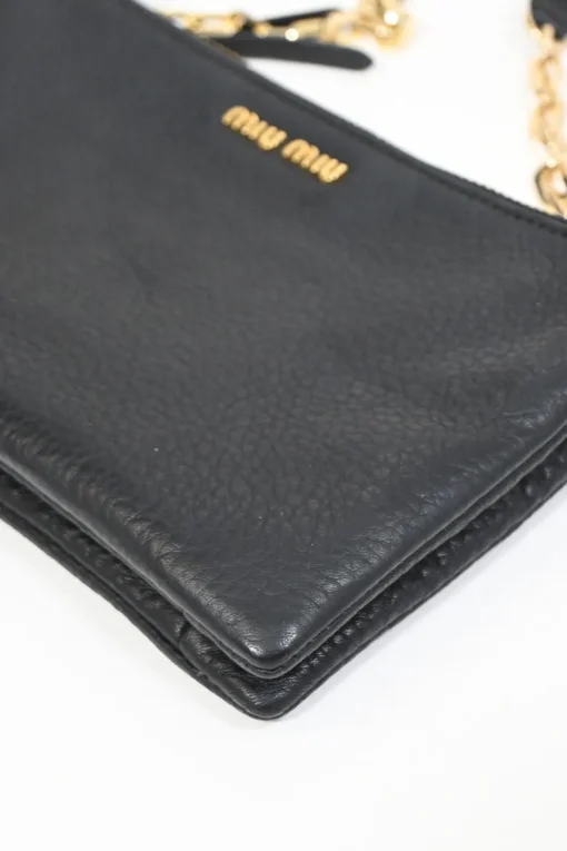 Black calfskin leather Vitello St.Dain Clutch bag with strap