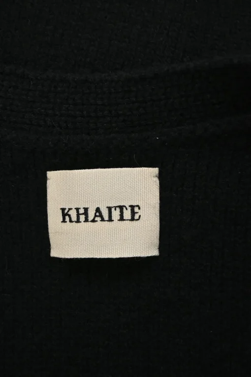 Black cashmere double knit button-front bell sleeve cardigan