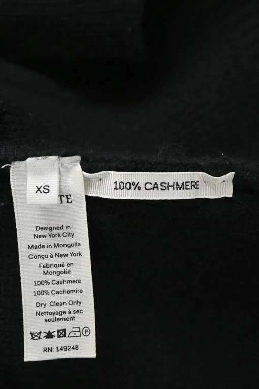Black cashmere double knit button-front bell sleeve cardigan