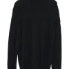 Black cashmere-blend fully-fashioned textured pointelle turtleneck sweater