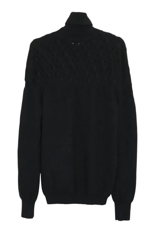 Black cashmere-blend fully-fashioned textured pointelle turtleneck sweater