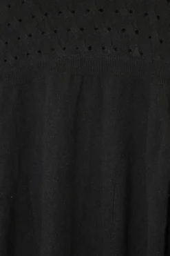 Black cashmere-blend fully-fashioned textured pointelle turtleneck sweater