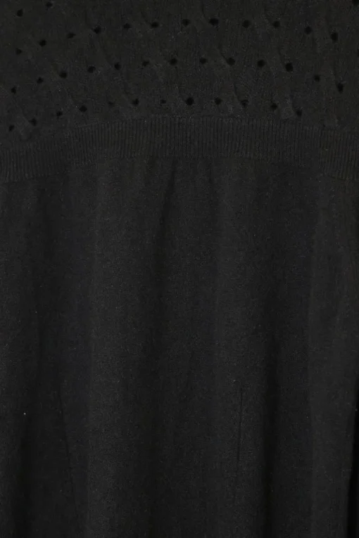 Black cashmere-blend fully-fashioned textured pointelle turtleneck sweater