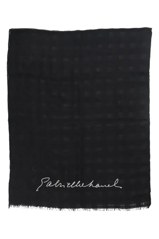 Black cashmere-silk blend fringe shawl