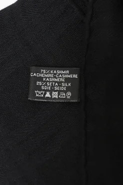 Black cashmere-silk blend fringe shawl