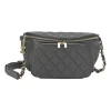Black caviar leather double pocket waist bag