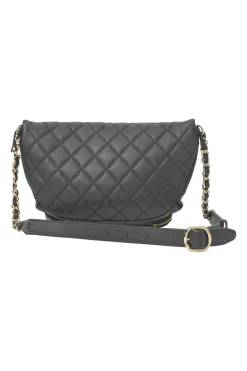 Black caviar leather double pocket waist bag