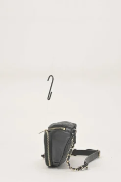 Black caviar leather double pocket waist bag