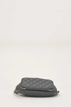 Black caviar leather double pocket waist bag