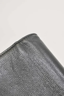 Black caviar leather Sevruga wallet on chain