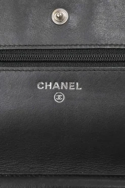 Black caviar leather Sevruga wallet on chain