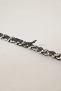 Black caviar leather Sevruga wallet on chain