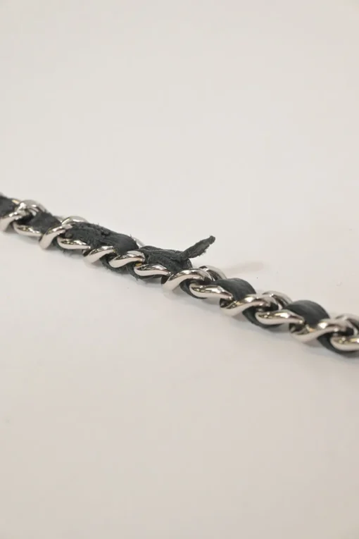 Black caviar leather Sevruga wallet on chain
