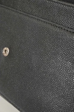 Black caviar leather Sevruga wallet on chain