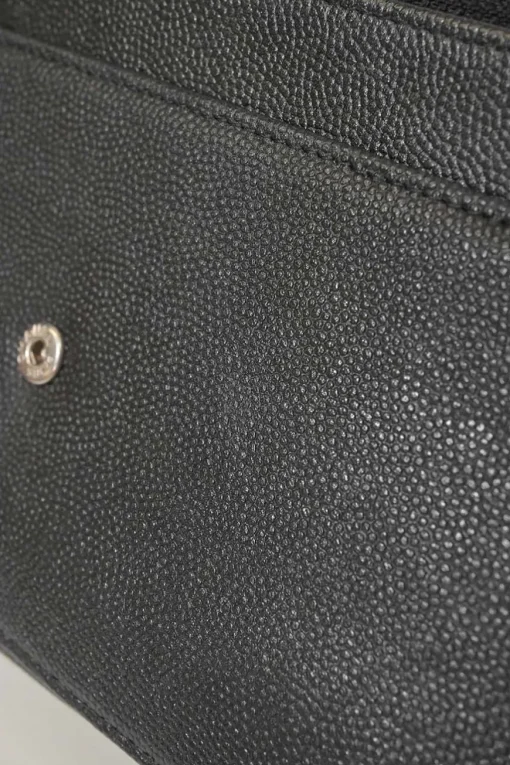 Black caviar leather Sevruga wallet on chain