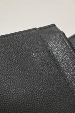 Black caviar leather Sevruga wallet on chain