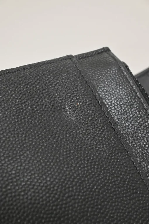 Black caviar leather Sevruga wallet on chain