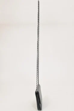 Black caviar leather Sevruga wallet on chain