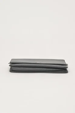 Black caviar leather Sevruga wallet on chain
