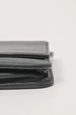 Black caviar leather Sevruga wallet on chain
