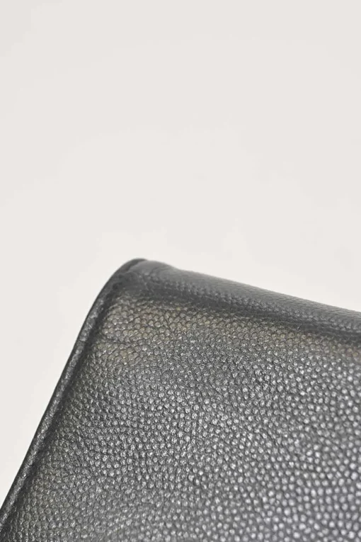 Black caviar leather Sevruga wallet on chain