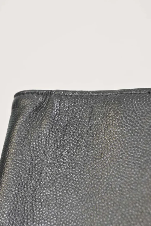Black caviar leather Sevruga wallet on chain